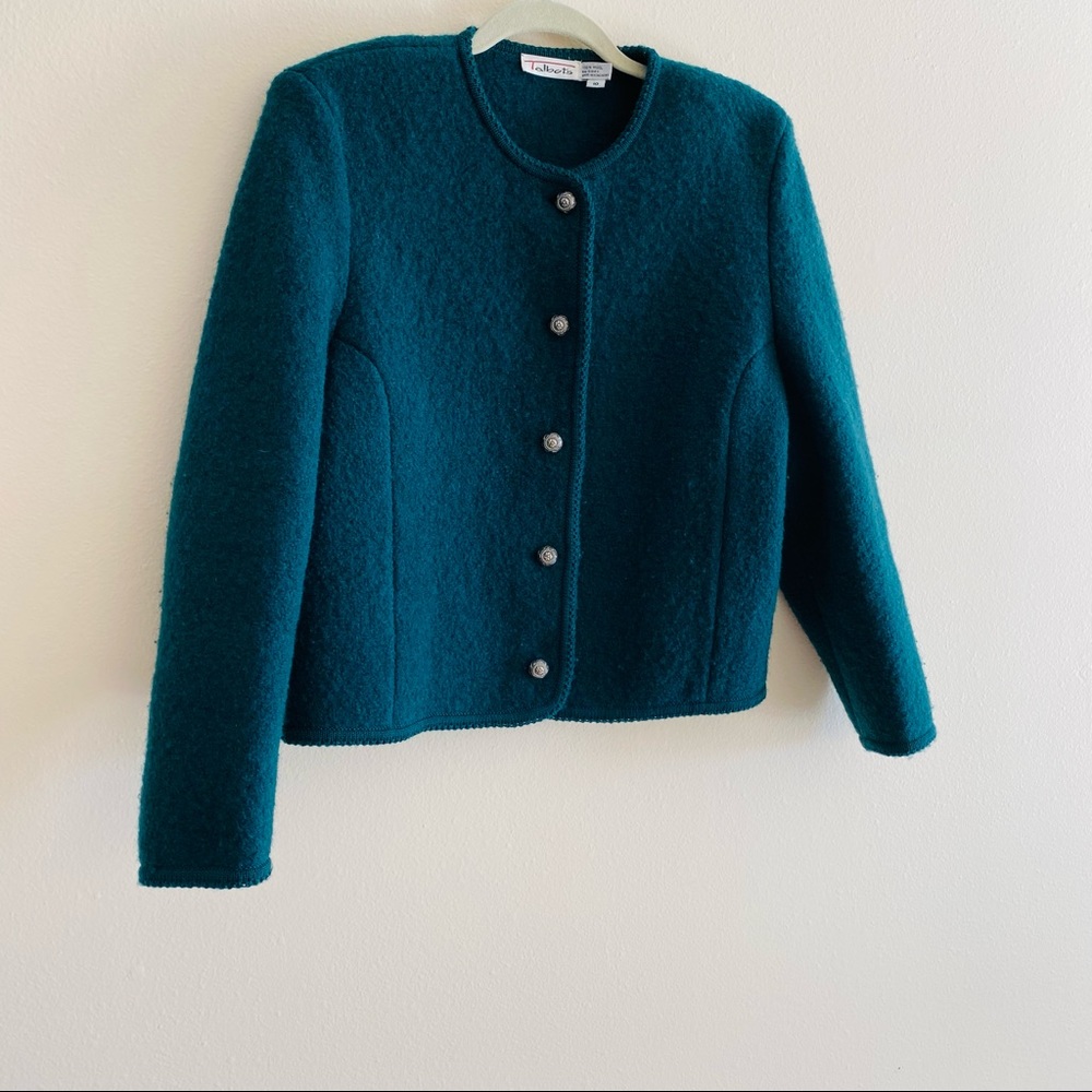 Vintage Talbots emerald green 100% wool jacket blazer - Picture 8 of 8